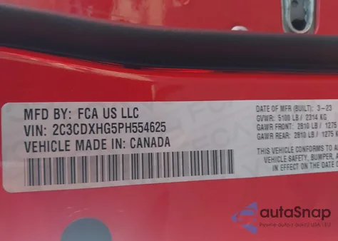 2023 Dodge Charger Gt z USA, uszkodzony, nr VIN 2C3CDXHG5PH554625